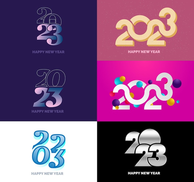 Vector gratuito gran conjunto de 2023 feliz año nuevo diseño de texto de logotipo 2023 plantilla de diseño de número