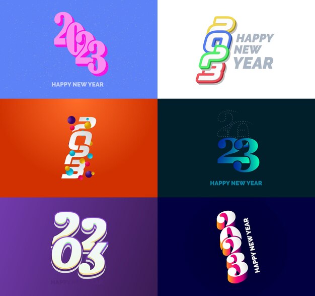 Gran conjunto de 2023 Feliz año nuevo diseño de texto de logotipo 2023 plantilla de diseño de número