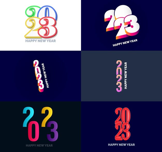 Gran conjunto de 2023 Feliz año nuevo diseño de texto de logotipo 2023 plantilla de diseño de número