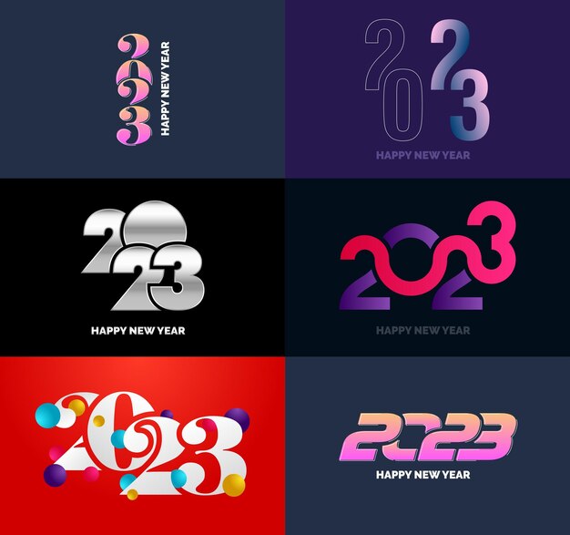 Gran conjunto de 2023 Feliz año nuevo diseño de texto de logotipo 2023 plantilla de diseño de número