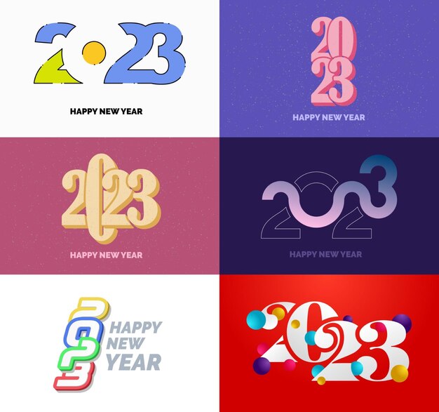 Gran conjunto de 2023 Feliz año nuevo diseño de texto de logotipo 2023 plantilla de diseño de número
