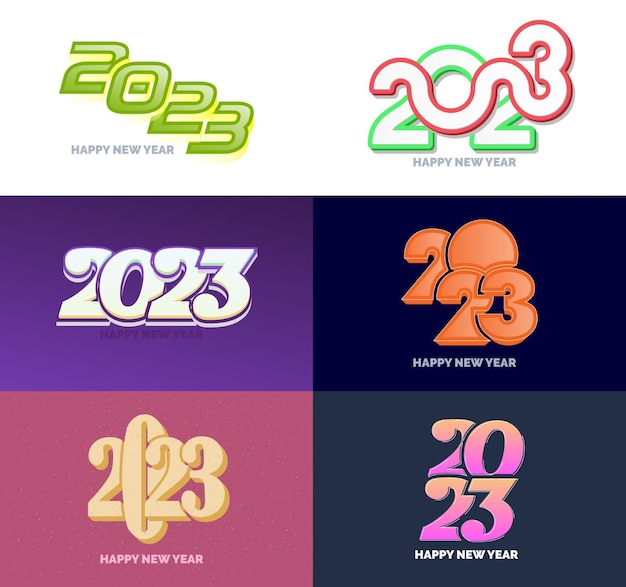 Gran conjunto de 2023 feliz año nuevo diseño de texto de logotipo 2023 plantilla de diseño de número