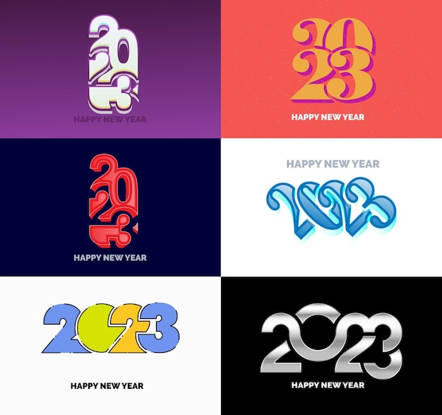 Gran conjunto de 2023 feliz año nuevo diseño de texto de logotipo 2023 plantilla de diseño de número