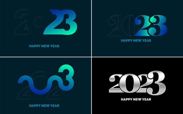 Vector gratuito gran conjunto 2023 feliz año nuevo diseño de texto de logotipo negro 20 23 plantilla de diseño de números colección de símbolos de 2023 feliz año nuevo año nuevo ilustración vectorial