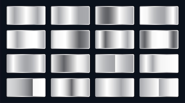 Vector gratuito gran conjunto de gradientes de plata brillante ilustración vectorial