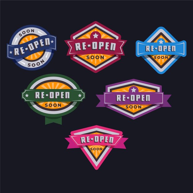 Gran conjunto de insignias de reapertura