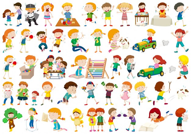 Gran conjunto de niños