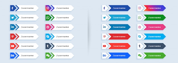 Vector gratuito gran conjunto de redes sociales en el tercio inferior