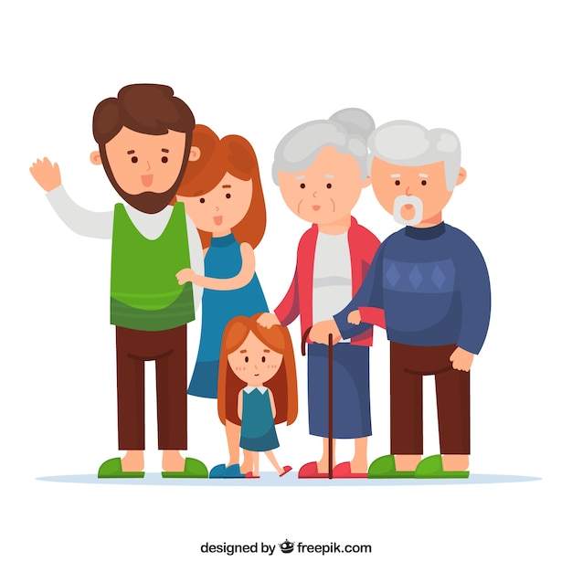 Gran familia feliz con diseño plano