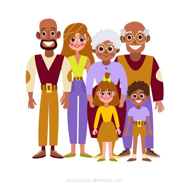 Gran familia feliz con diseño plano