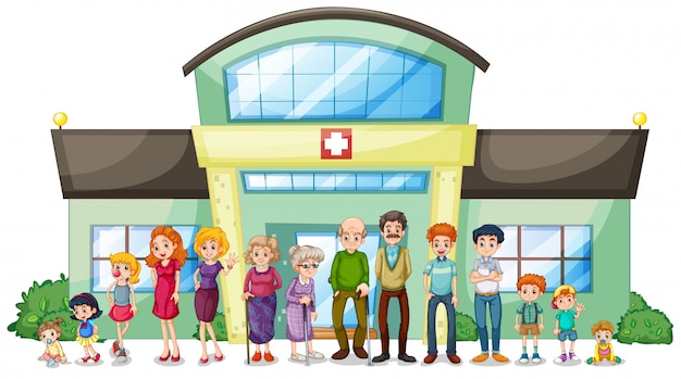 Una gran familia fuera del hospital.