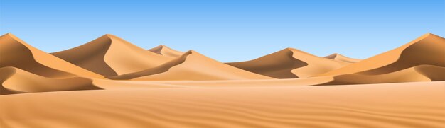Gran fondo realista de dunas de arena Paisaje del desierto con cielo azul