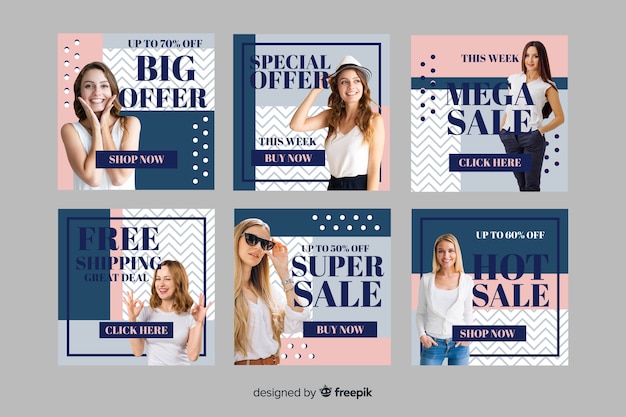 Vector gratuito gran oferta moda venta instagram post collection