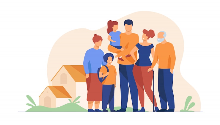 Vector gratuito gran reunión familiar