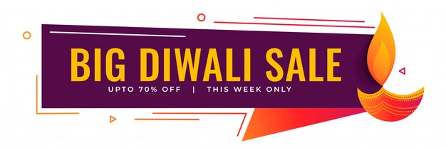 Gran venta de diwali y diseño de banner promocional.
