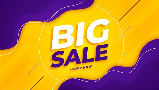 Gran venta y plantilla de oferta en color amarillo y morado.