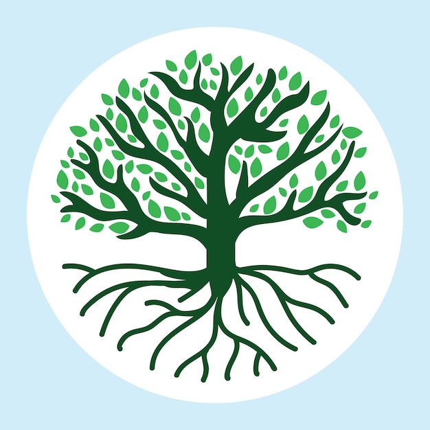 Gran vida de árbol verde dibujado a mano