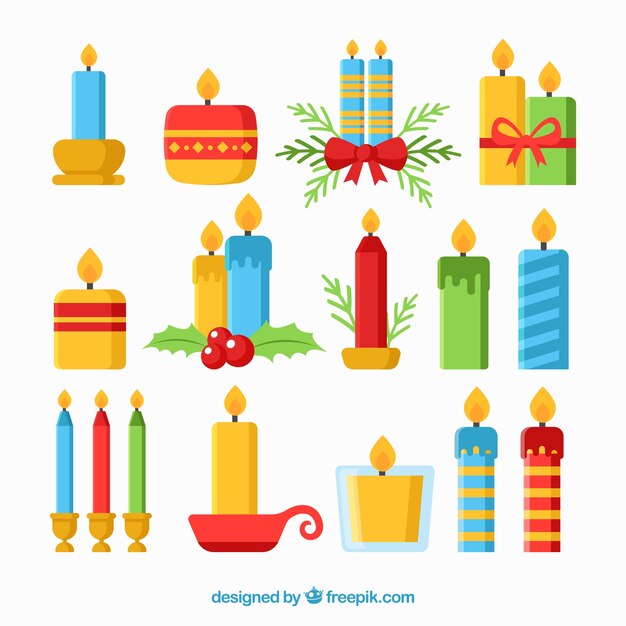 Grande colección de varias velas de navidad