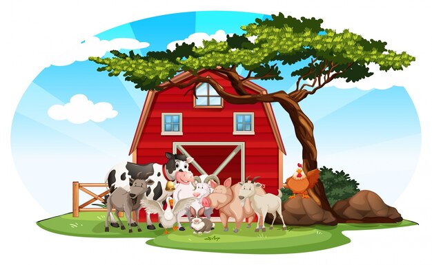Granja escena con animales