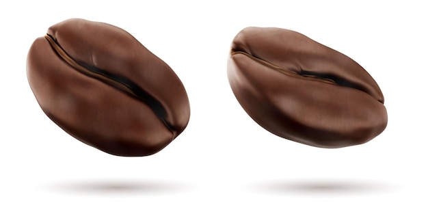 Grano de café 3D aislado en blanco