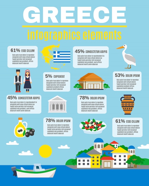 Vector gratuito grecia elementos de infografía