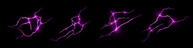 Grietas en el suelo con luz violeta dentro de la vista superior