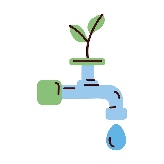 Vector gratuito grifo de agua con planta