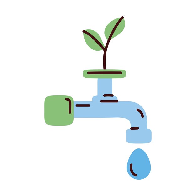 grifo de agua con planta