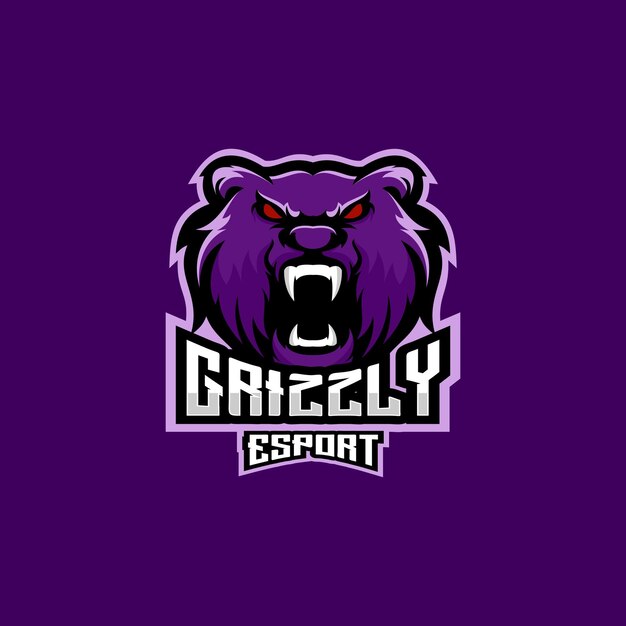 Grizzly head logo esport equipo diseño mascota de juego