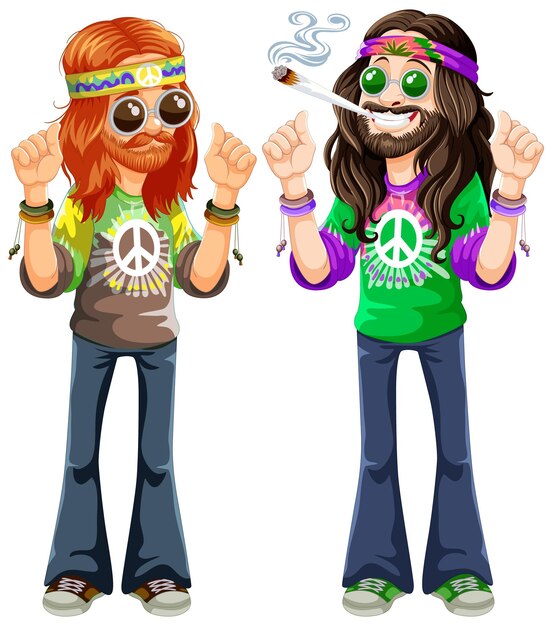 Groovy Hippie Friends Ilustración vectorial