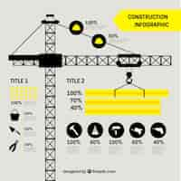 Vector gratuito grúa con elementos de construcción en diseño plano