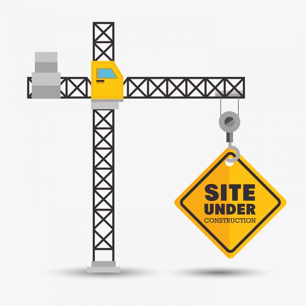 grúa tiene sitio bajo símbolo de construcción