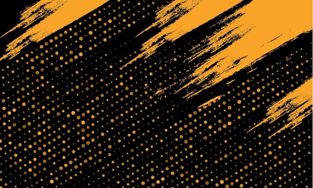 Vector gratuito grunge amarillo y patrón de semitonos en fondo oscuro