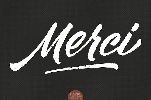 Vector gratuito grunge, dibujado a mano, letras, merci