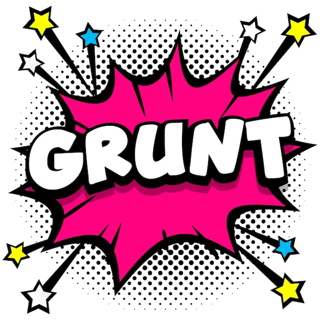 Vector gratuito grunt pop art comic speech bubbles libro efectos de sonido