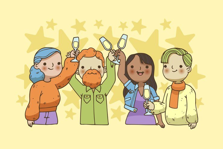 Vector gratuito grupo de amigos brindando juntos
