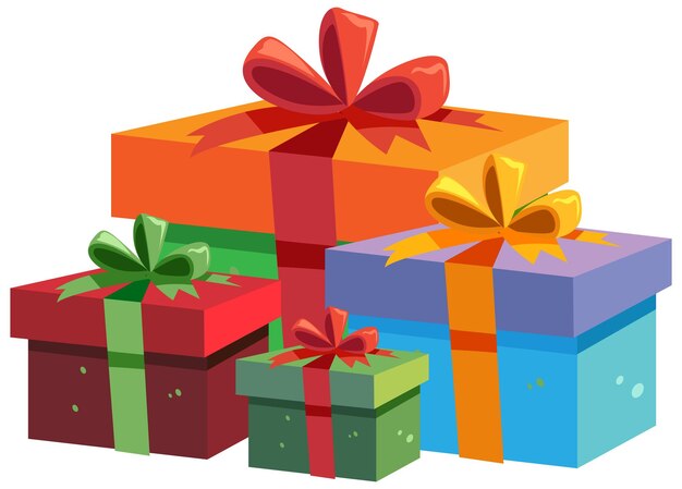 Grupo de cajas de regalos sobre fondo blanco