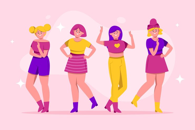 Vector gratuito grupo de chicas k-pop