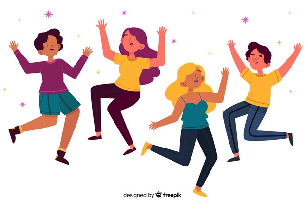 Grupo de chicas saltando juntas