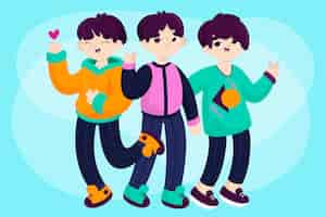 Vector gratuito grupo de chicos de k-pop