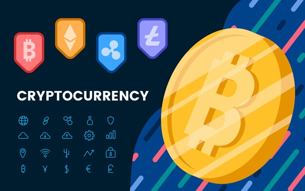 Grupo de criptomonedas electrónico vector símbolo de efectivo