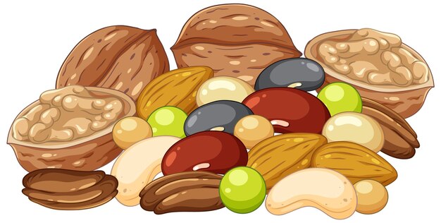 Grupo de diferentes frutos secos aislados