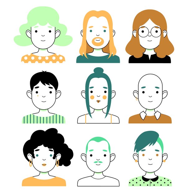 Grupo de diferentes personas y caras.
