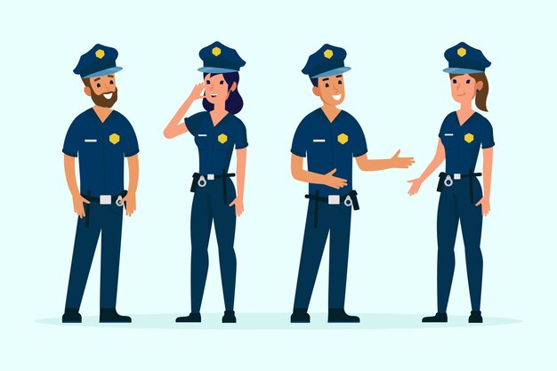 Grupo de diferentes policías
