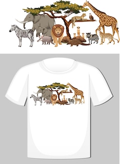 Grupo de diseño de animales salvajes para camiseta.