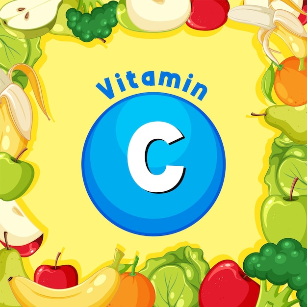 Vector gratuito grupo educativo de alimentos que contienen vitamina c.