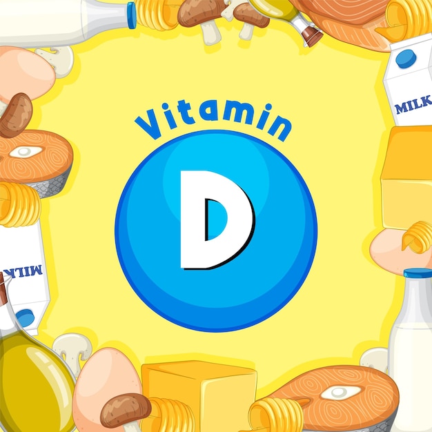 Vector gratuito grupo educativo de alimentos que contienen vitamina d