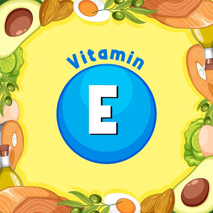 Vector gratuito grupo educativo de alimentos que contienen vitamina e