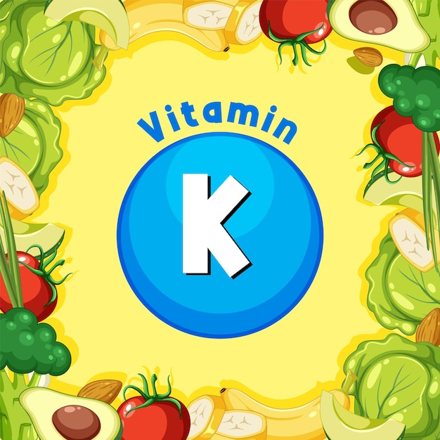 Vector gratuito grupo educativo de alimentos que contienen vitamina k