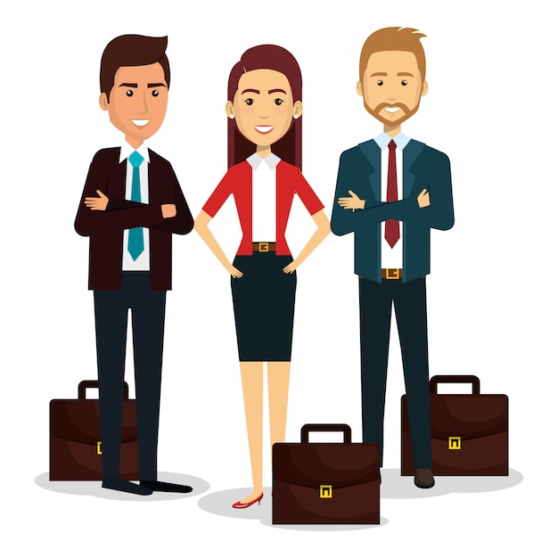 Vector gratuito grupo de empresarios con ilustración de trabajo en equipo de cartera